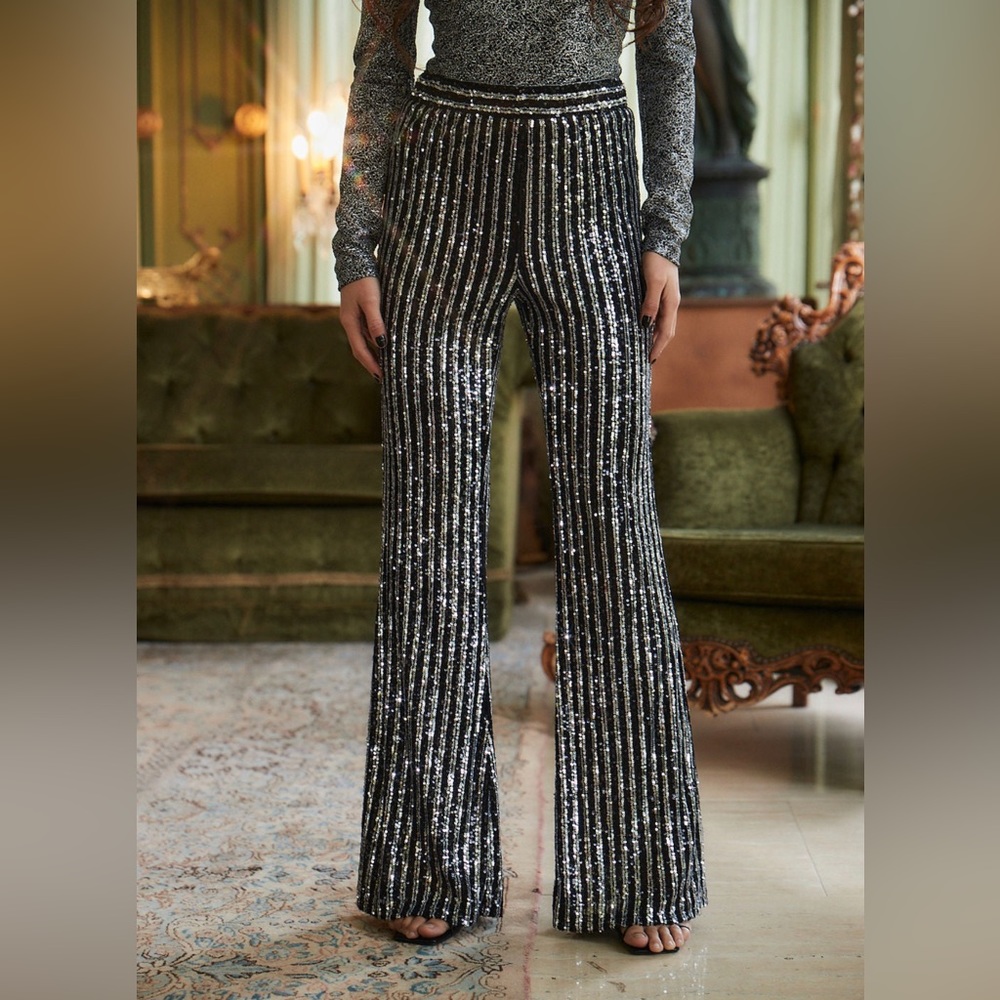 New Sequin Stripe Pants